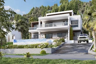 do exterior design, 3d exterior, apartment, house rendering, HD walkthrough