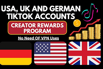 create USA UK german tiktok monetization account with creator rewards program