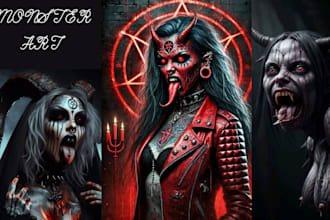 draw monster art, horror illustration, horror book cover, dark art in your style
