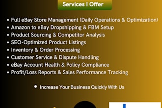 be your amazon to ebay dropshipping expert, ebay listing expert, ebay VA