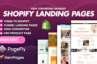 design a shopify dropshipping website or landing page with pagefly and gempage