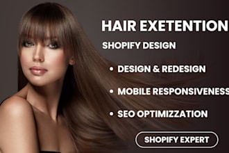create a professional hair extension shopify store or hair website