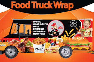create stylish food truck wrap, food trailer wrap truck wrap