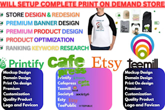 setup etsy print on demand design teemill digital product and printify stores