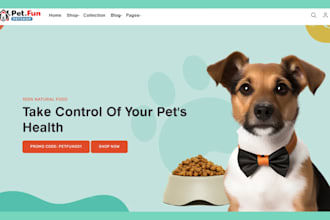 design pet products website, organic animal products shopify store