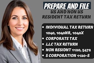 e file US tax filing  tax returns form 1120 1040 5472 1065 llc cpa