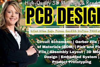 custom pcb schematic design layouts 3d models kicad altium eagle proteus easyeda