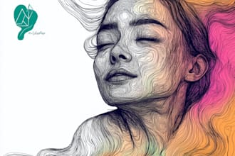 make scribble art, abstract line portrait