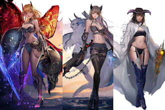 draw anime and game style characters art