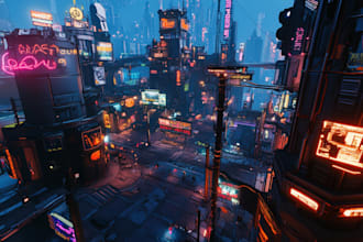 create science fiction city and cyberpunk art illustration