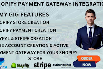 create shopify dropshipping store, design shopify website, payment gateway setup
