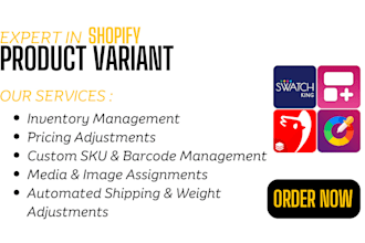 setup shopify product variant globo optis swatch king glo tepo infinite zepto