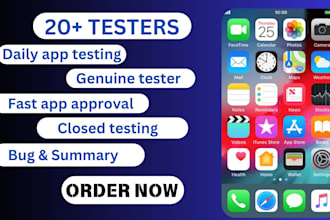 provide 20 testers, 20 app testers for your android, ios app, game, app reviews
