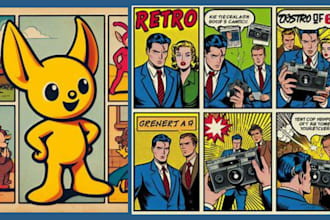 draw vintage comic illustration vintage comic character retro comic art style