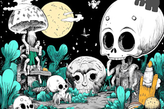 create doodle illustration, cartoon and nft art in my style