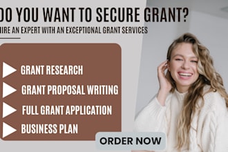 do grant research, grant proposal writing, grant application, business plan