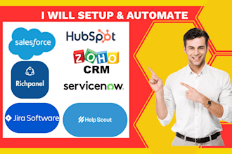 setup salesforce hubspot  zoho richpanel help scout jira service desk servicenow