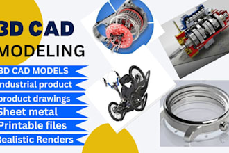 do 3d cad design and 3d product design using solidworks with 3d printing
