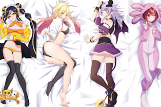 design full body dakimakura body pillow for your oc, anime character, vtuber