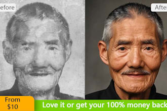 do photo restoration, colorize, repair damaged photos, prlevel enhanced details