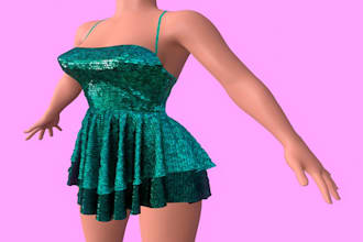 create realistic 3d clothing mesh for second life with textures