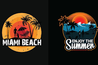 create t shirt summer beach logo