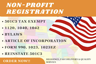 do non profit registration, 501c3 tax exempt, bylaws, form 990, 1023, 1023ez
