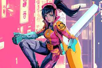 draw cyberpunk pop art anime characters