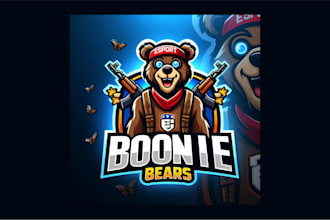 create awesome boonie bear mascot logo with express delivery
