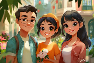 draw you a beautiful portrait in disney cartoon style