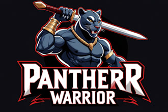 do modern panther warrior mascot logo