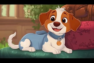 design a custom disney pet portrait illustration