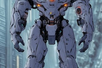 creat  robot mecha character logo and friendship portrait