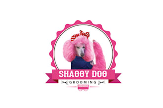 design beautiful colorful dog grooming shop logo