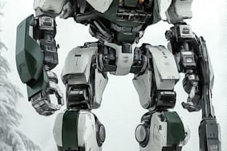 draw futuristic robot mecha gundam illustration