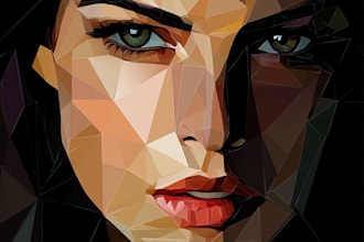 do professional geometric low poly illustration