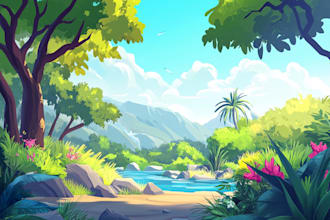 do landscape illustration and environment concept art and background