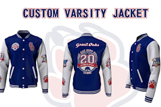 design merch varsity jacket for streetwear brand and colleges