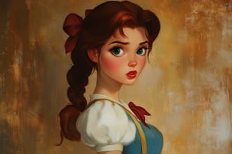 draw a portrait in semi realism disney cartoon style