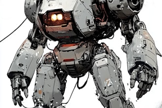 make  mecha, robot, sci fi concept art