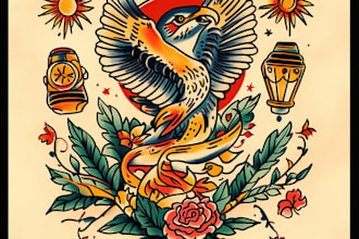 create awesome old school tattoo style design