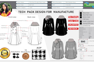 design clothing flat sketch techpack apparel color cad