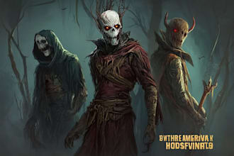 draw fantasy or horror character illustration
