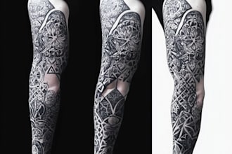 create sleeve tattoo design in geometric style