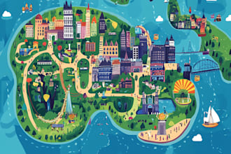 design city map and vector event map illustration
