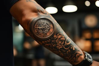 create custom realistic tattoo design, tattoo sleeve