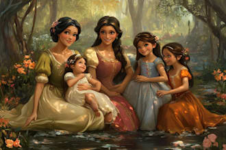 design a professional disney family portrait