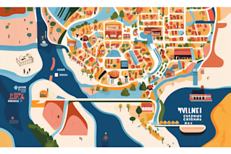 create a vector map illustration for events, festivals, and venues