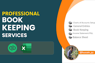 do bookkeeping accounting using of quickbooks, microsoft excel, wave