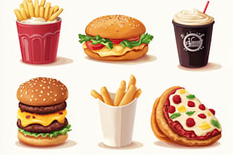 draw food or any object in a realistic, vector cartoon